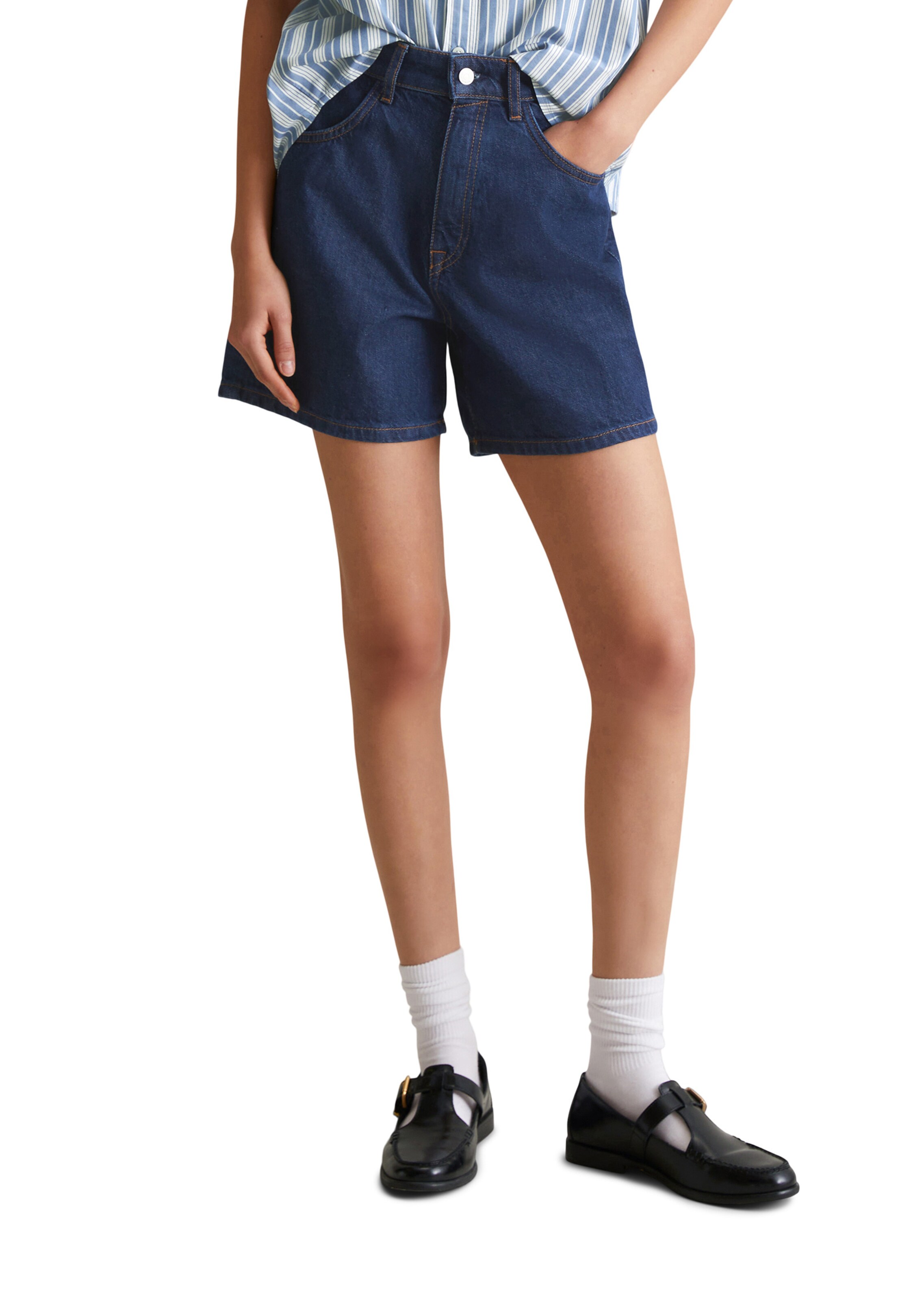 Marc O'Polo DENIM Loosefit Shorts in Blau: Vorderseite