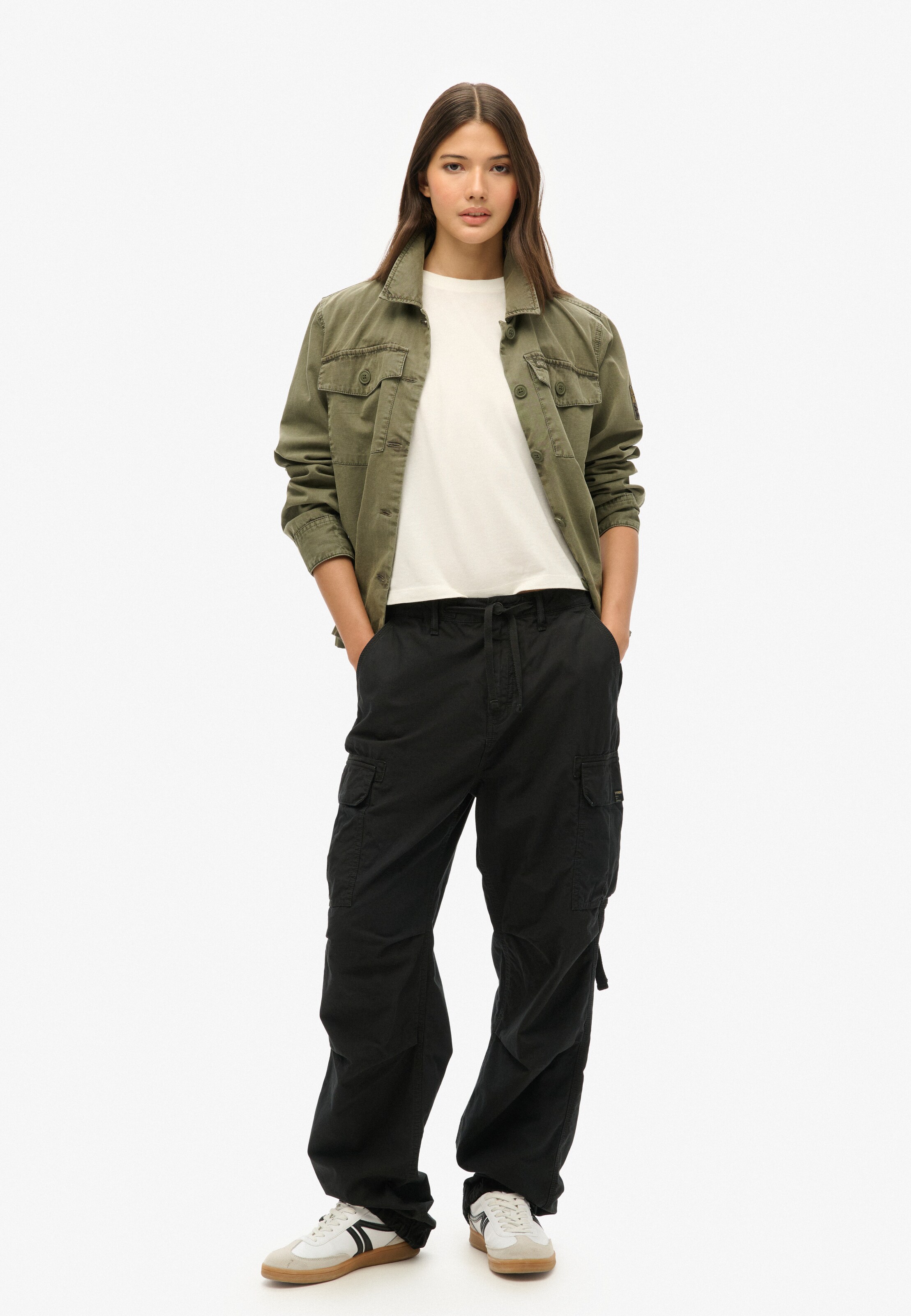 Superdry - Loosefit Calças cargo 'Para' em preto