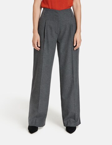 GERRY WEBER Wide leg Pleat-Front Pants in Grey: front