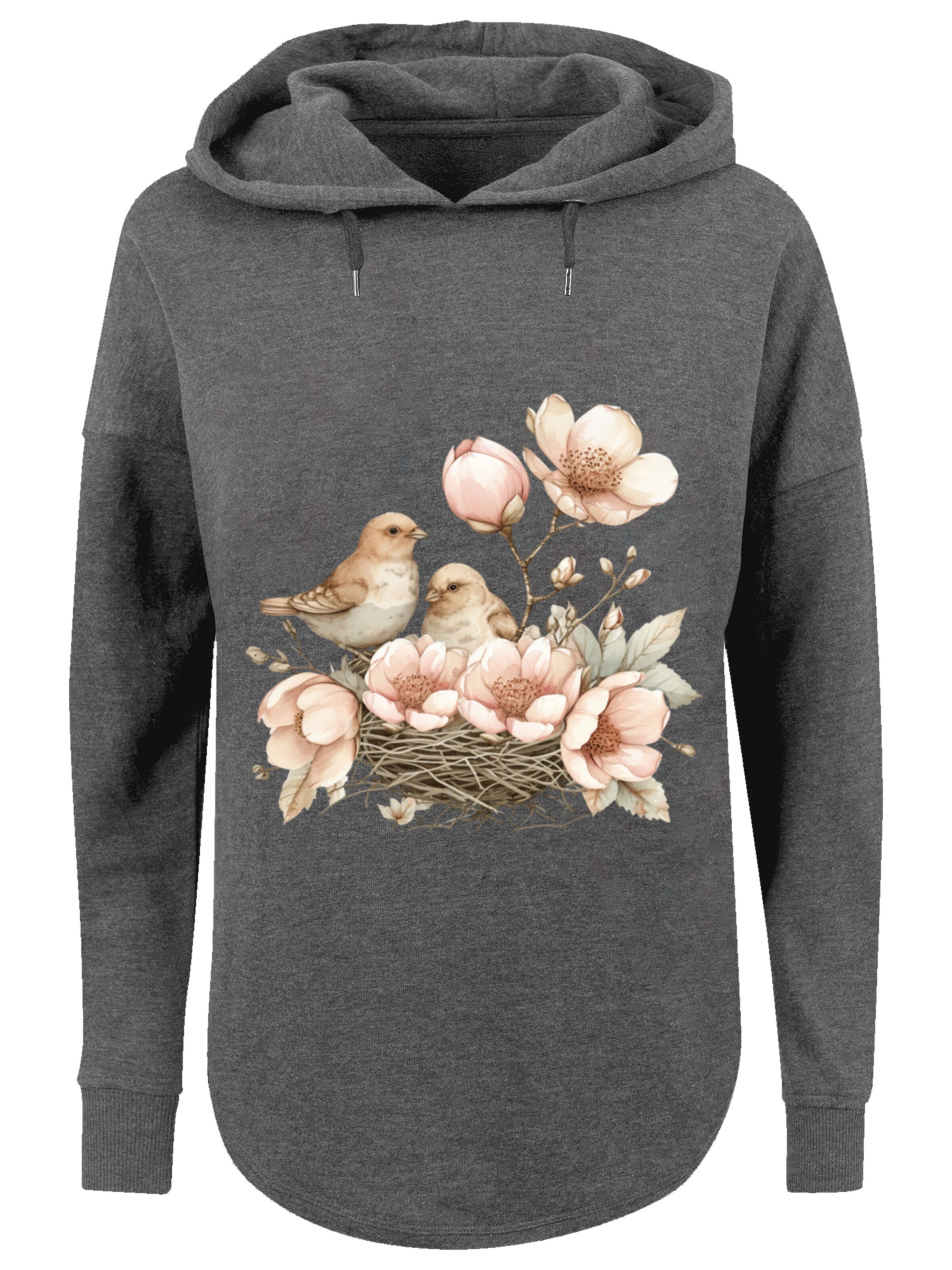 Sweat-shirt 'Vogelnest Blumen' F4NT4STIC en gris : devant