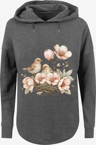 Sweat-shirt 'Vogelnest Blumen' F4NT4STIC en gris : devant