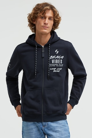 CAMP DAVID Zip-Up Hoodie in Blue: front