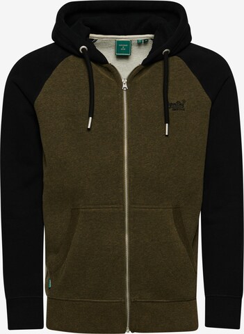 Superdry Zip-Up Hoodie in Green: front