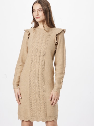 OBJECT Stickad klänning 'Portia' i brun: framsida