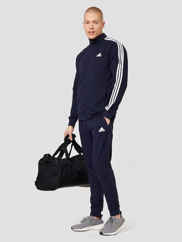 mėlyna ADIDAS SPORTSWEAR Treniruočių kostiumas 'Basic 3-Stripes French Terry'