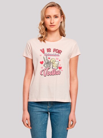 T-shirt 'Anti Valentinstag V is for Vodka' F4NT4STIC en rose : devant