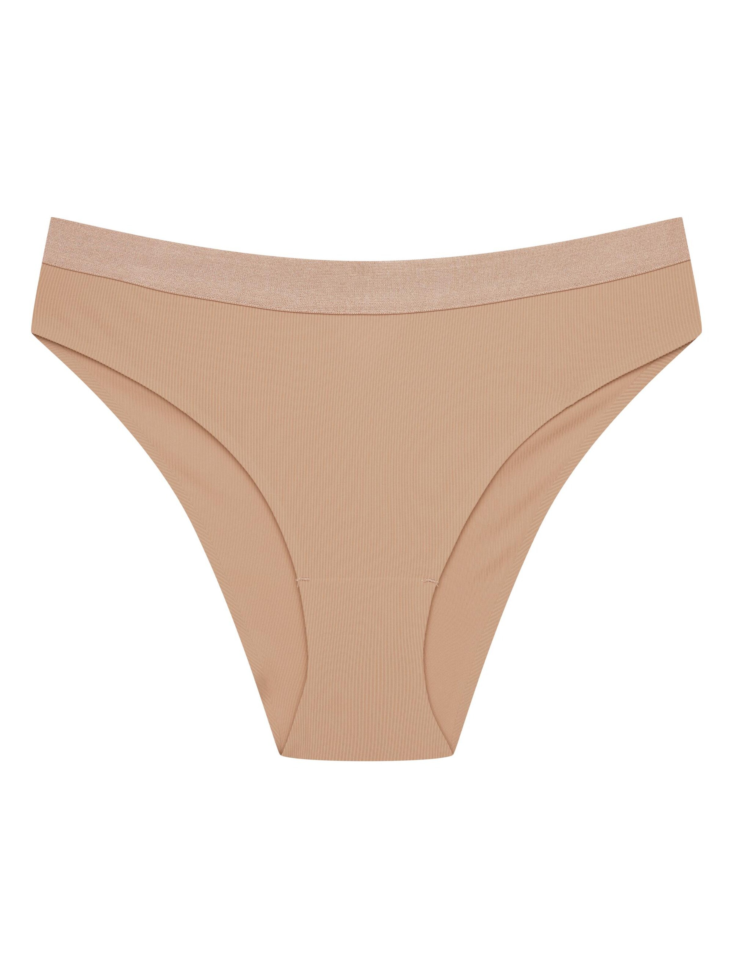 Panty 'Slip Bianco, nahtlos, lasergeschnittene Kanten, hoher Beinausschnitt' di ESOTIQ in marrone