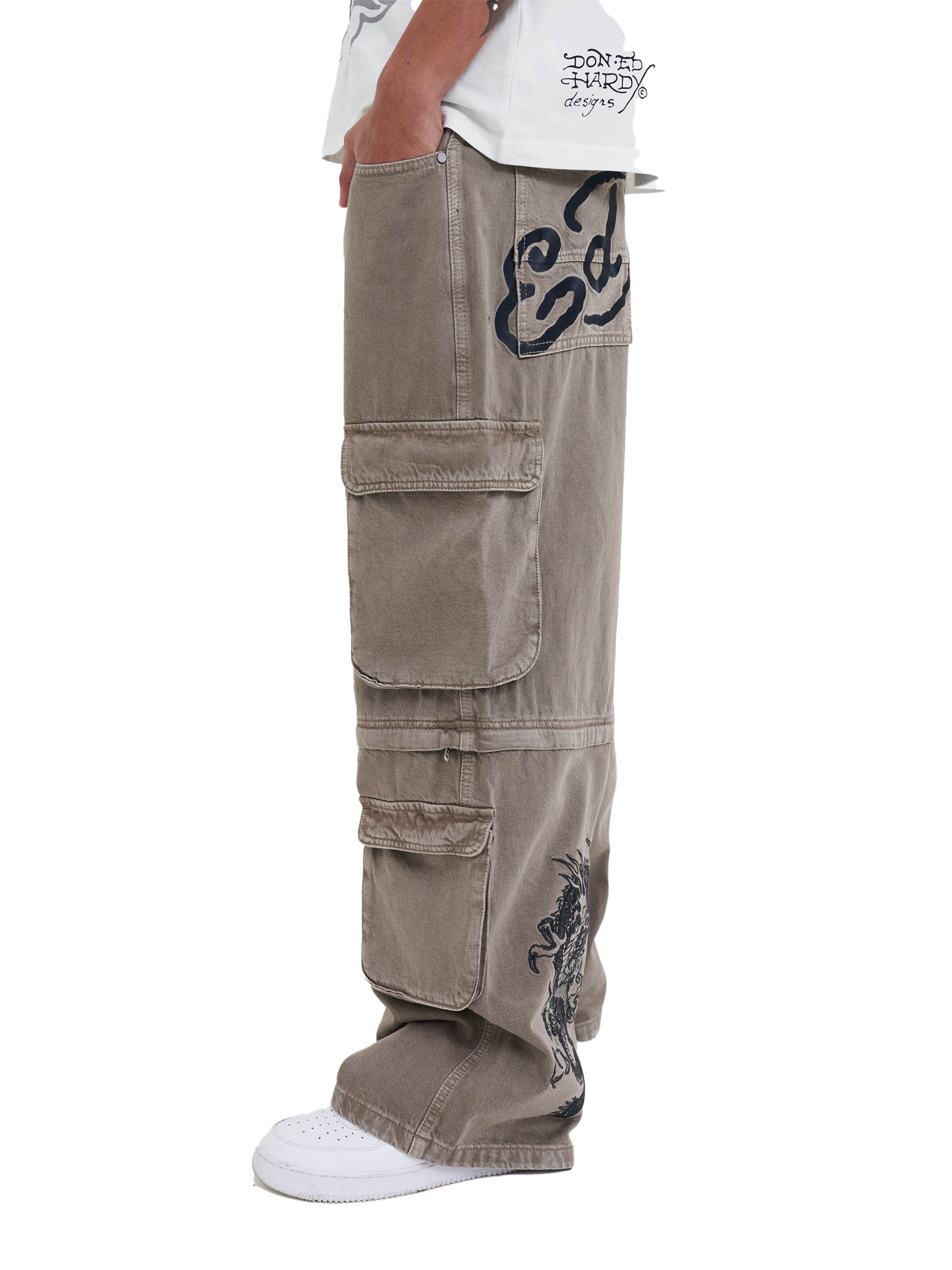 Loosefit Jean Ed Hardy en beige