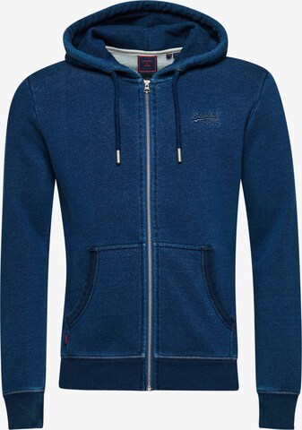 Superdry Sweatvest in Blauw: voorkant