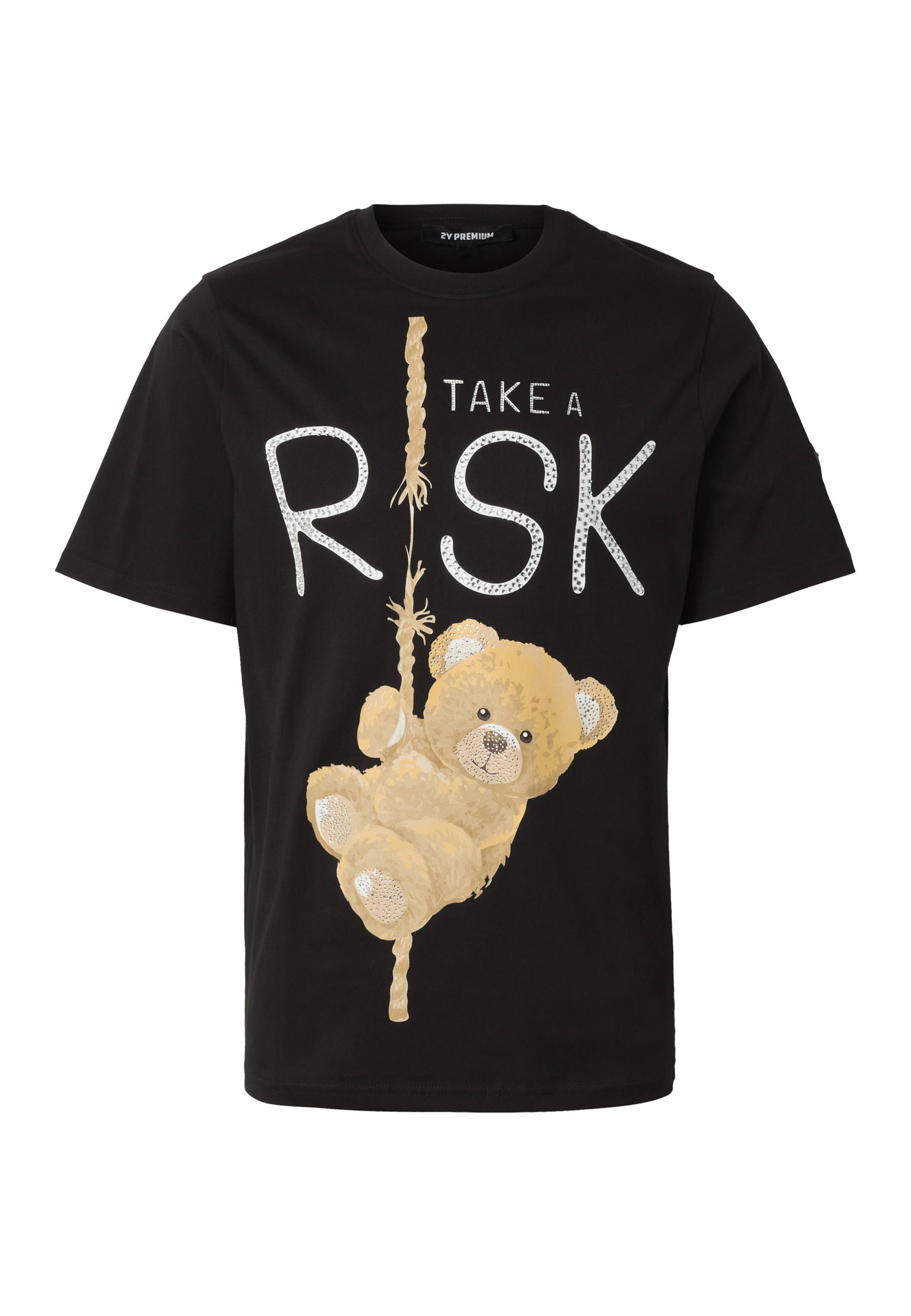 2Y Premium T-Shirt 'Grim' in L in sand / schwarz / weiß, Produktansicht