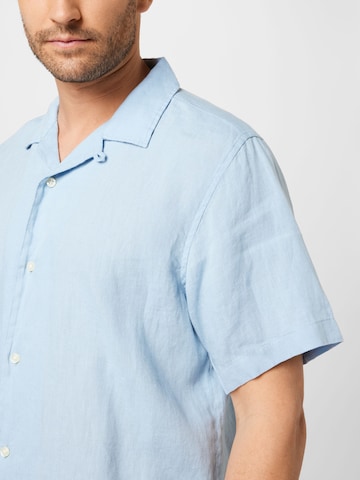 KnowledgeCotton Apparel Regular Fit Hemd 'WAVE' (GOTS) in Blau