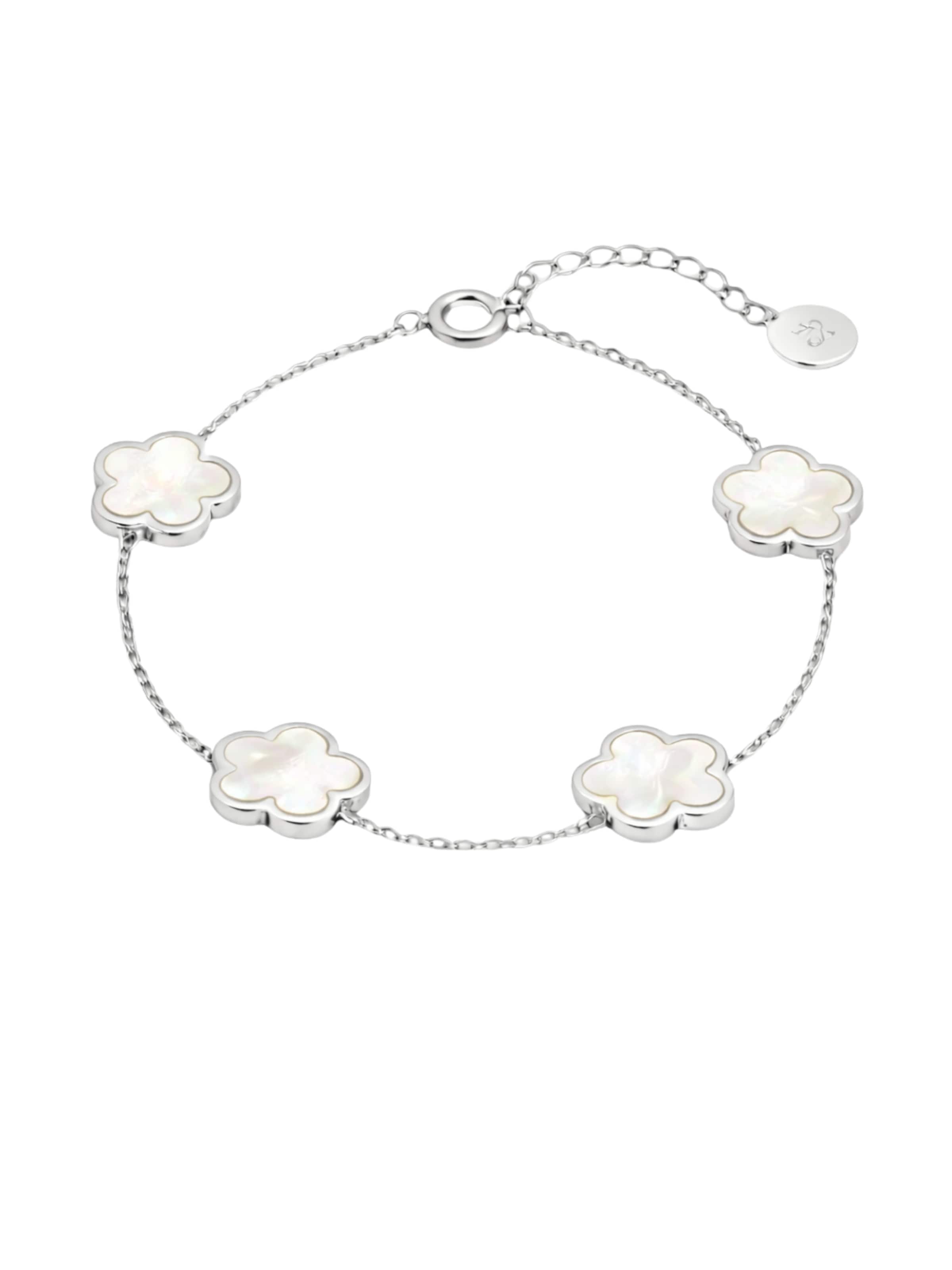 Braccialetto 'Clover Perlmutt' di Pure Schmuck in argento: frontale