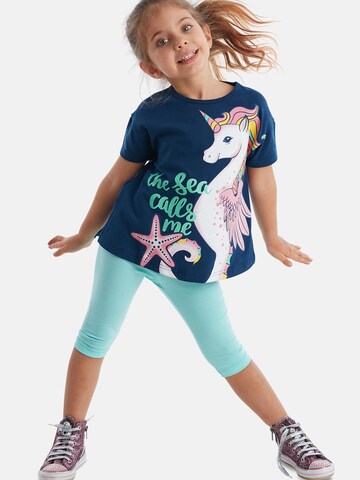 Denokids Tracksuit 'Sea Horse Unicorn' in Blue: front