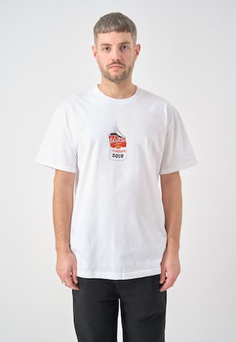 Cleptomanicx Shirt 'Hamburg Soup' in Wit: voorkant
