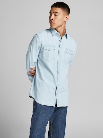 mėlyna JACK & JONES Standartinis modelis Marškiniai 'Sheridan': priekis