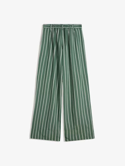 Pantaloni con pieghe Bershka di colore verde scuro / bianco, Visualizzazione prodotti