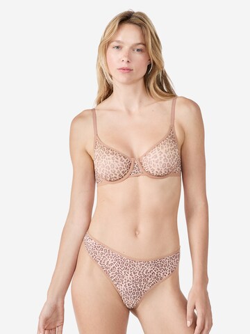 ETAM Thong 'Pure Mesh' in Brown: front