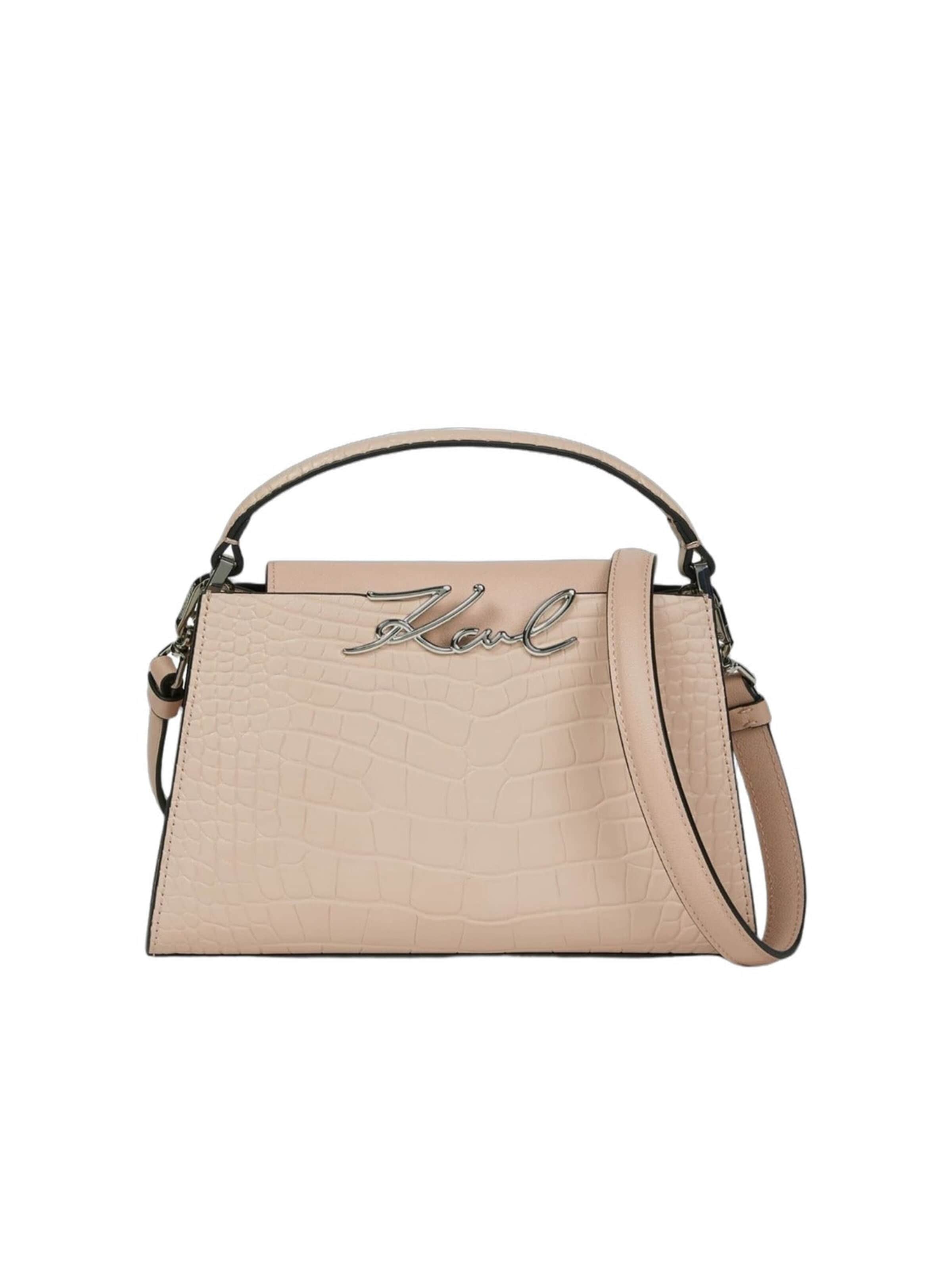Karl Lagerfeld Käsilaukku 'Karl Lagerfeld Sac Bandoulière Signature Mini Croco Cuir Rose Nude' koossa One Size värissä vaaleanpunainen, Tuotenäkymä