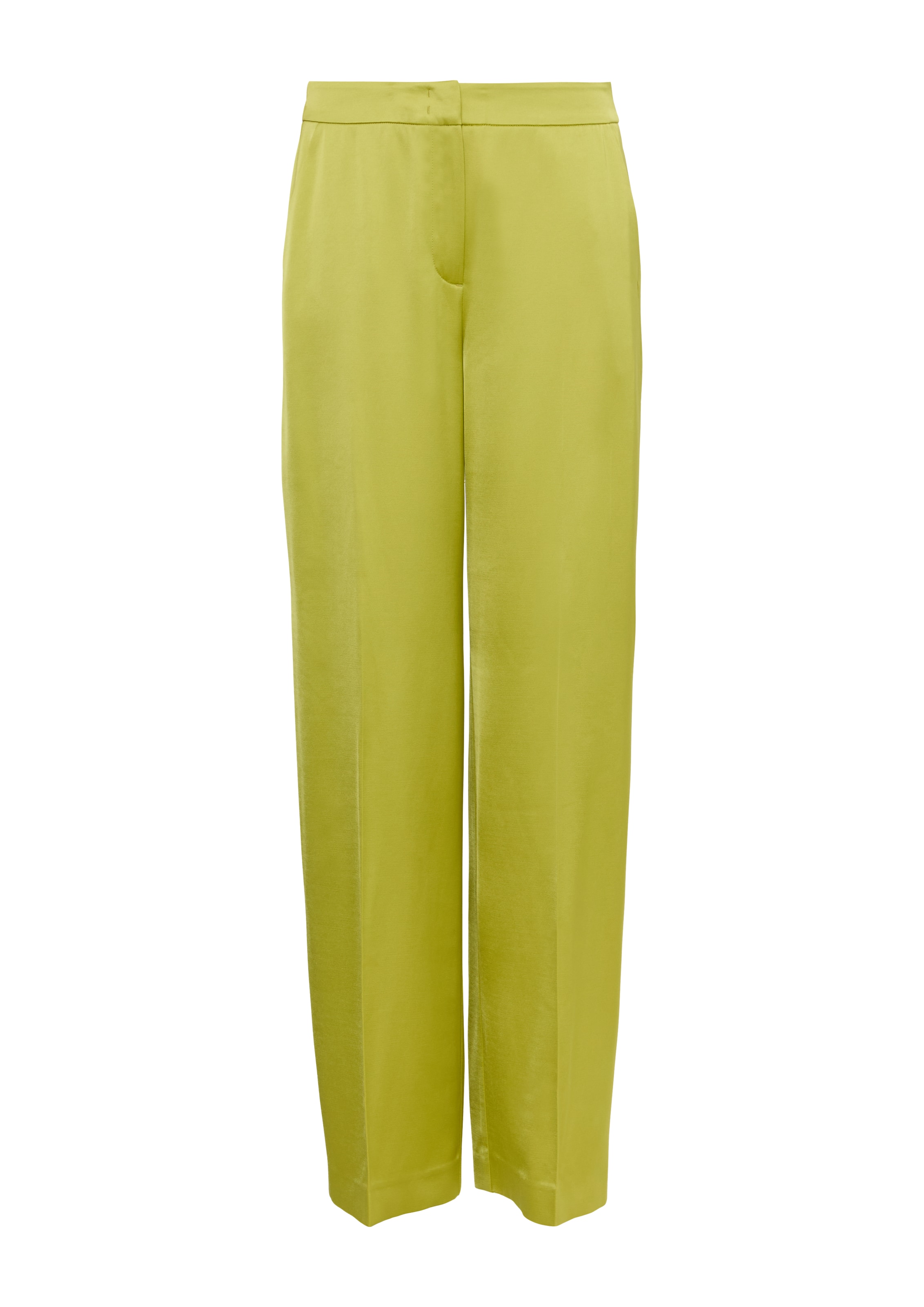 COMMA Wide leg Trousers with creases in Green: front