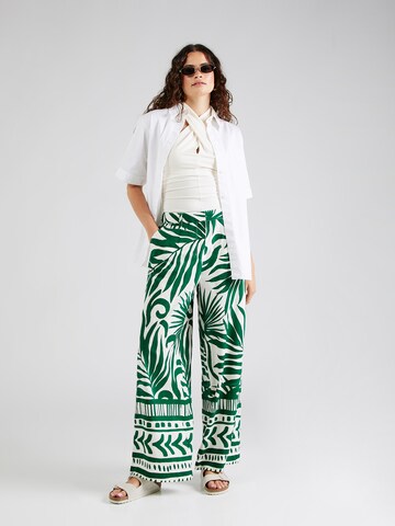 WHITE STUFF Široke hlačnice Hlače 'Lucinda' | zelena barva