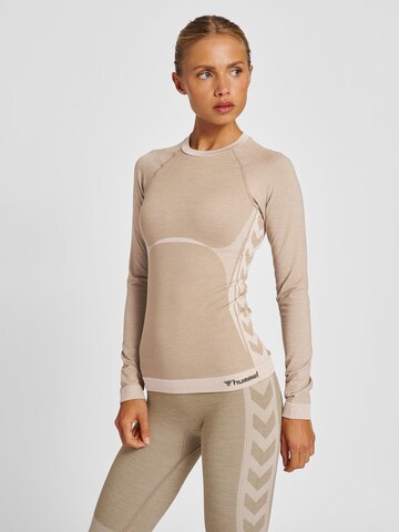 Maglia funzionale di Hummel in beige: frontale