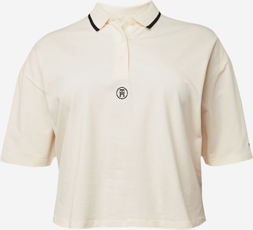 T-shirt Tommy Hilfiger Curve en beige : devant