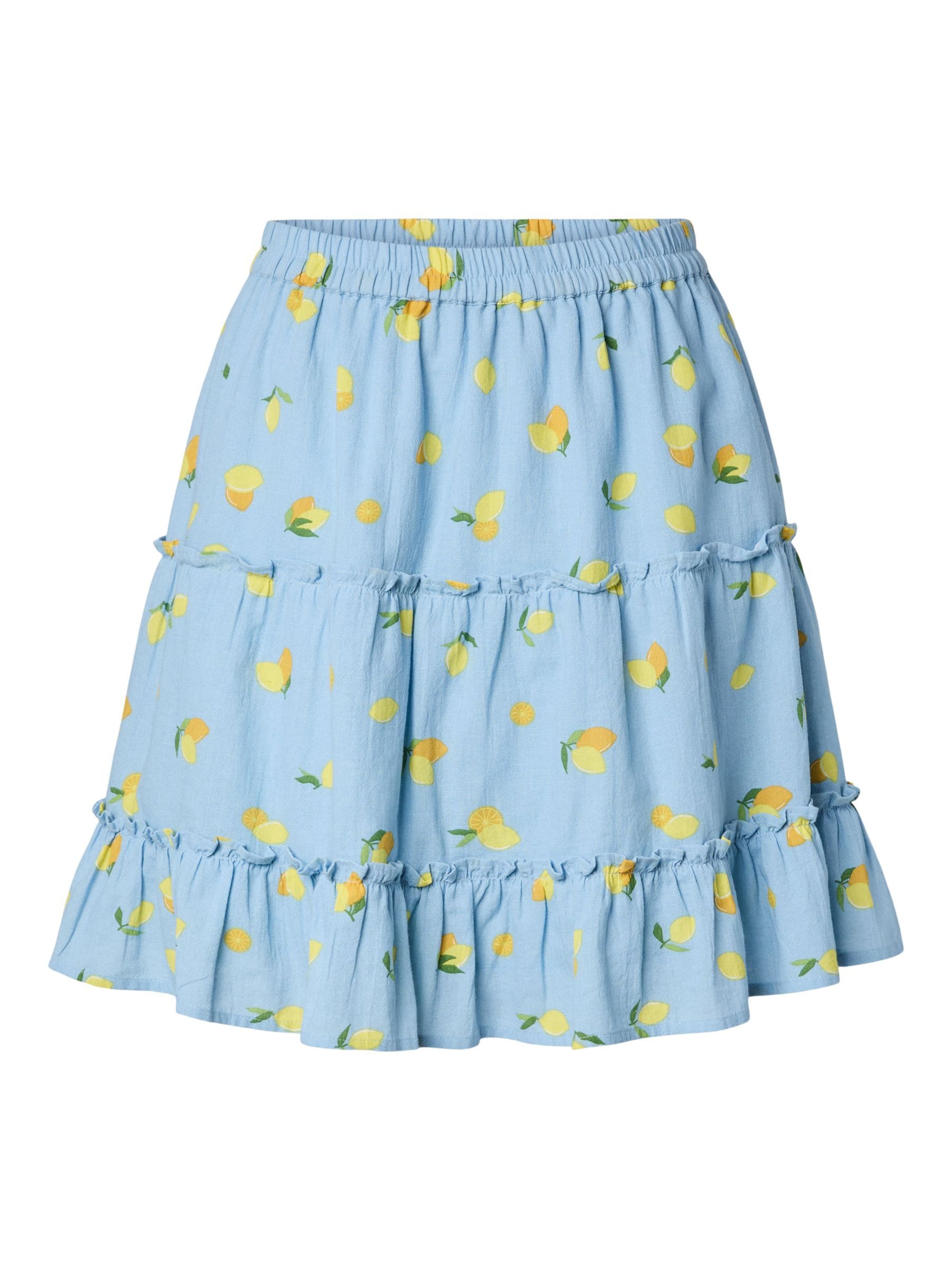 PIECES Nederdel 'PCEmma' i lyseblå / lemon / græsgrøn, Produktvisning