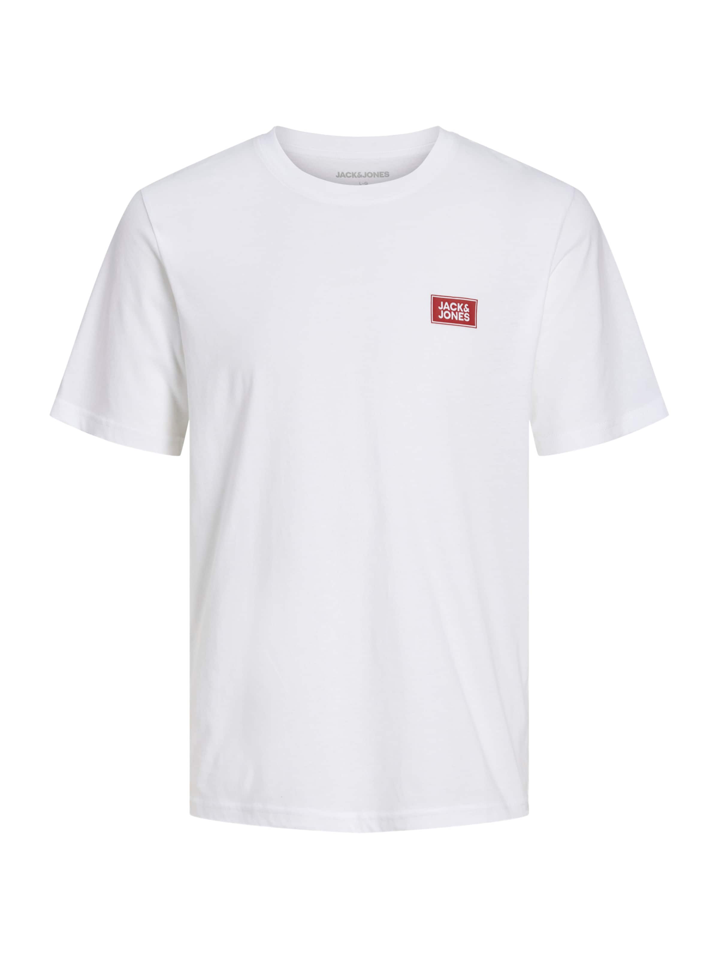 JACK & JONES Bluser & t-shirts 'JJRUSH' i S i mørkerød / hvid, Produktvisning