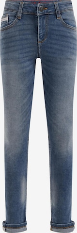WE Fashion - Slimfit Calças de ganga em azul: frente