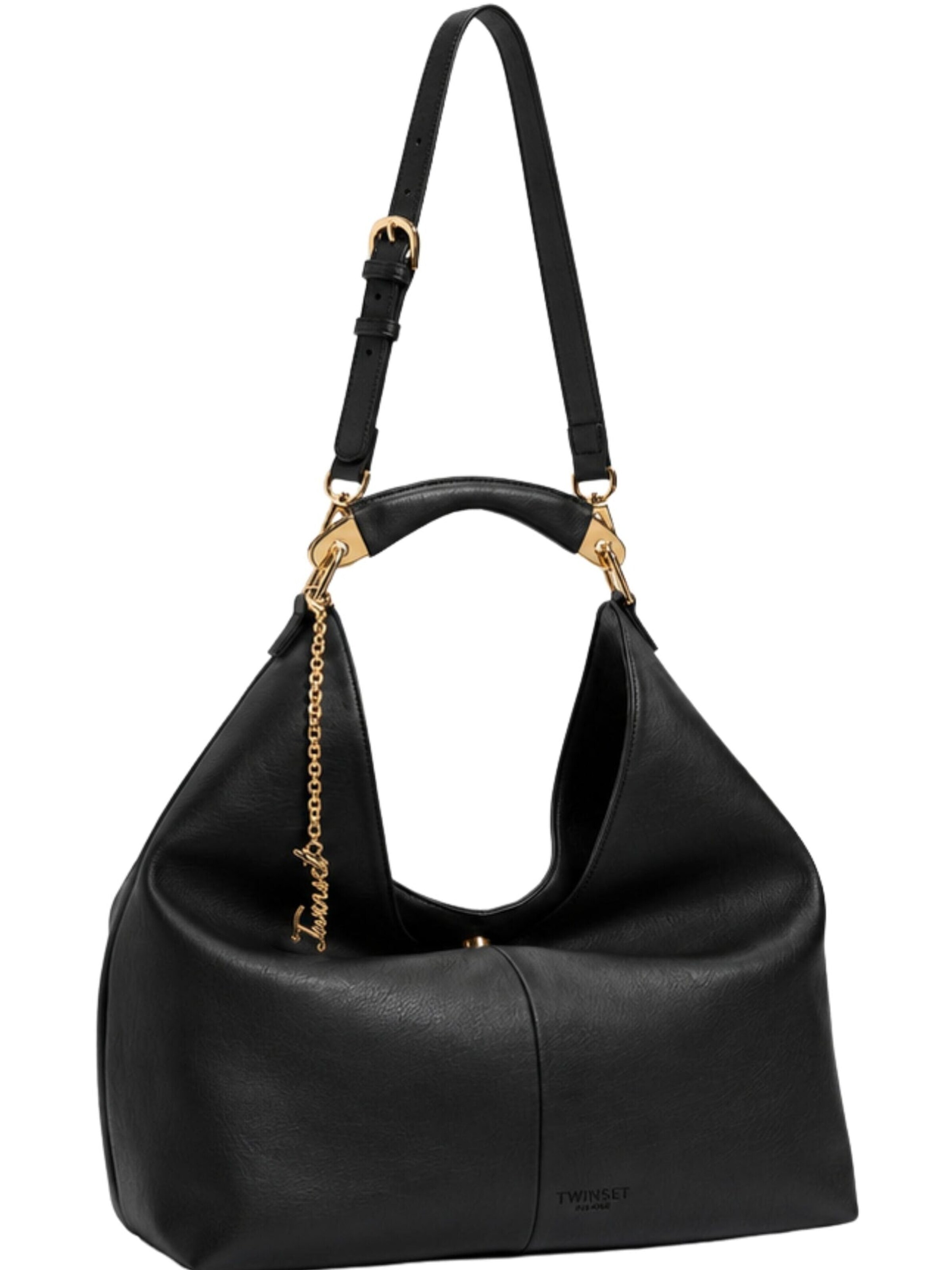 Borsa a spalla 'Leather-effect Hobo Bag' di Twinset in nero: frontale