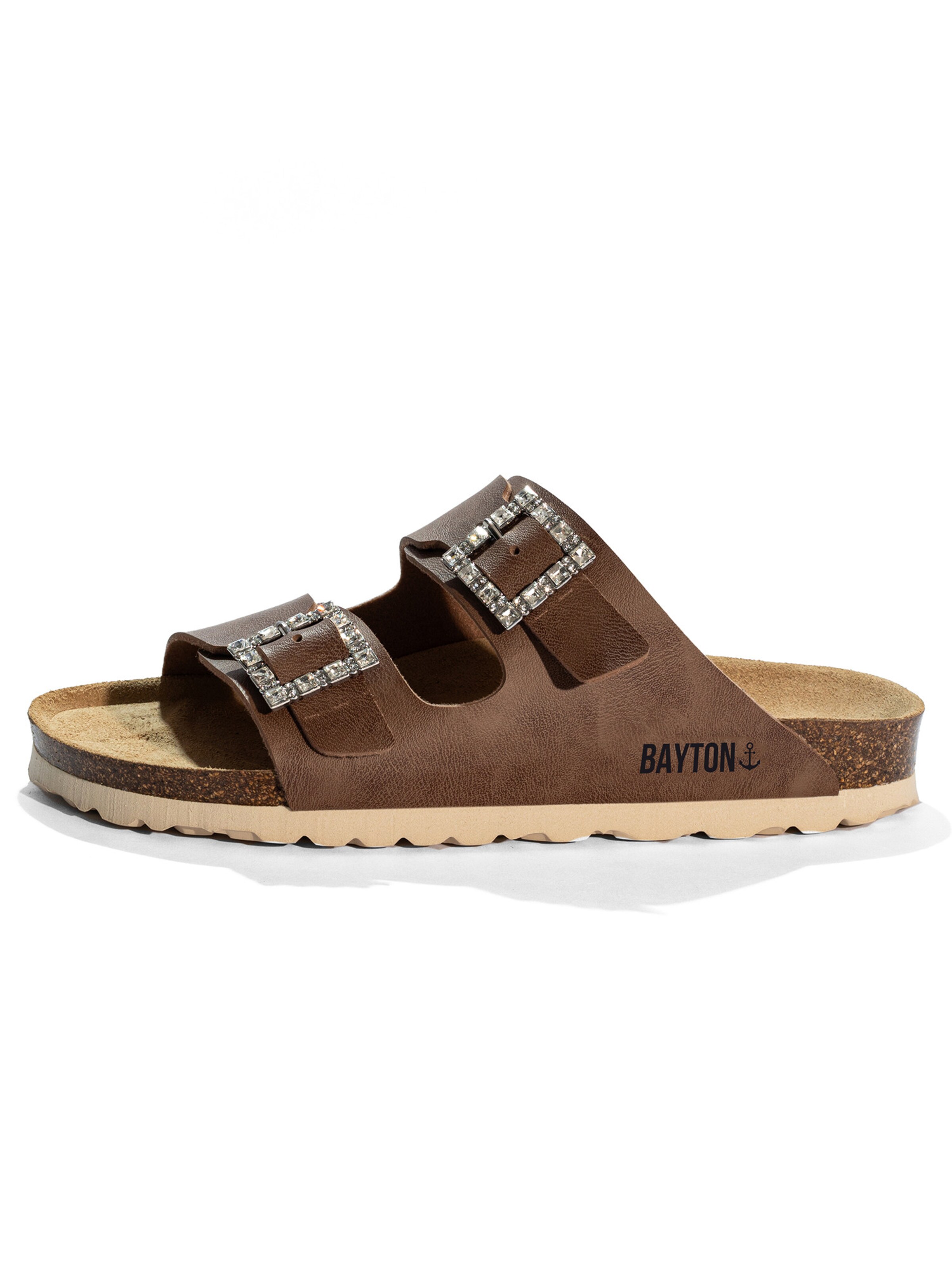 Zoccoletto 'STRASS ATLAS' di Bayton in marrone: frontale