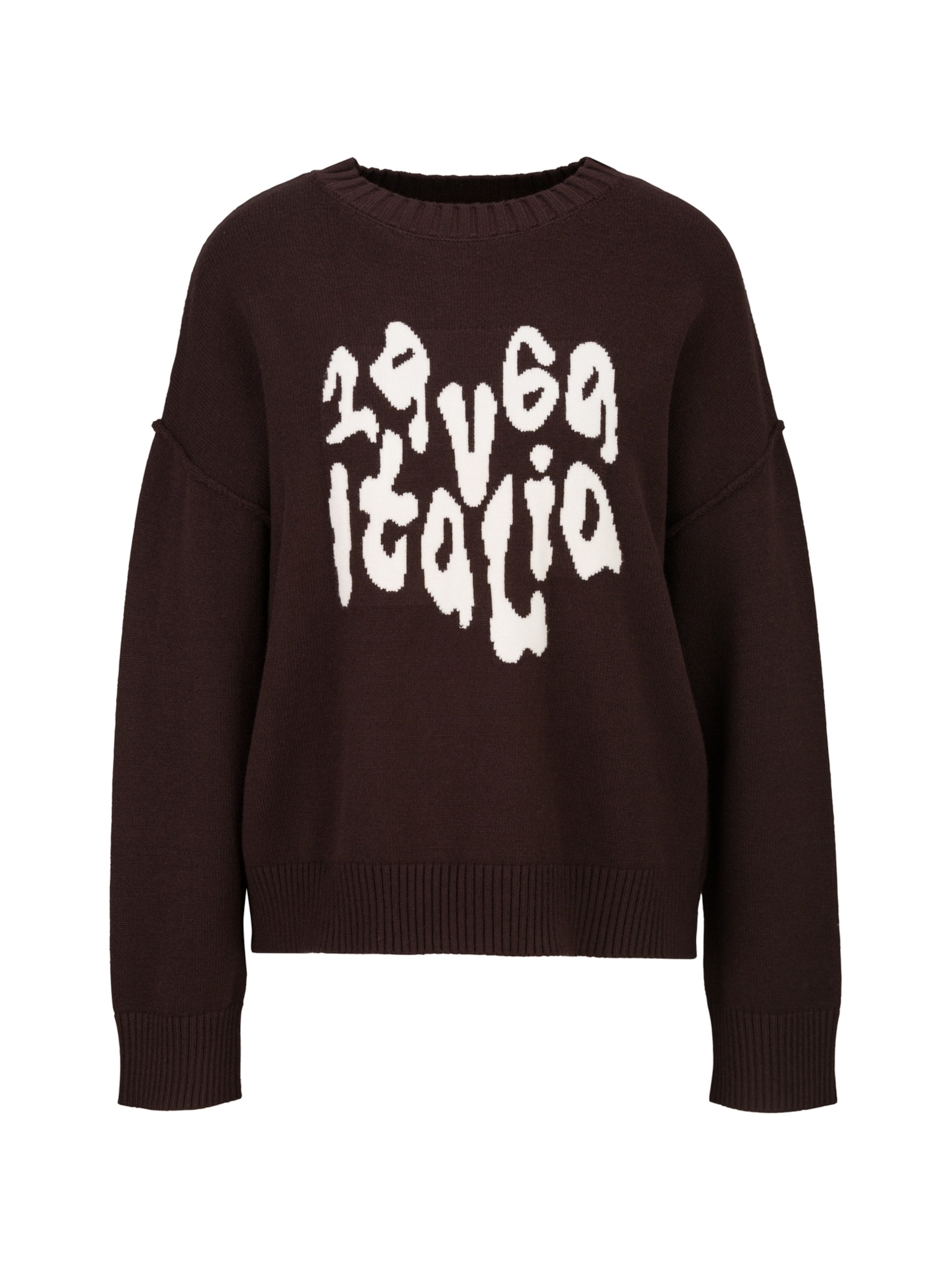 19V69 ITALIA Pullover in L in dunkelbraun / weiß, Produktansicht