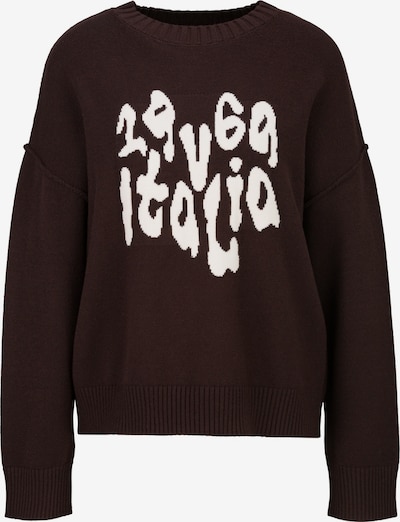 19V69 ITALIA Pullover in L in dunkelbraun / weiß, Produktansicht