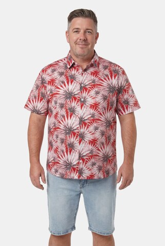 Men Plus Comfort fit Overhemd in Rood: voorkant