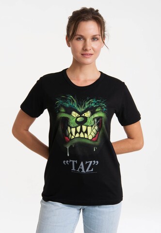 LOGOSHIRT T-Shirt 'Looney Tunes - Taz Portrait' in Schwarz: predná strana