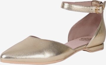 Apple of Eden Ballet Flats with Strap ' BRUNA ' in Gold: front