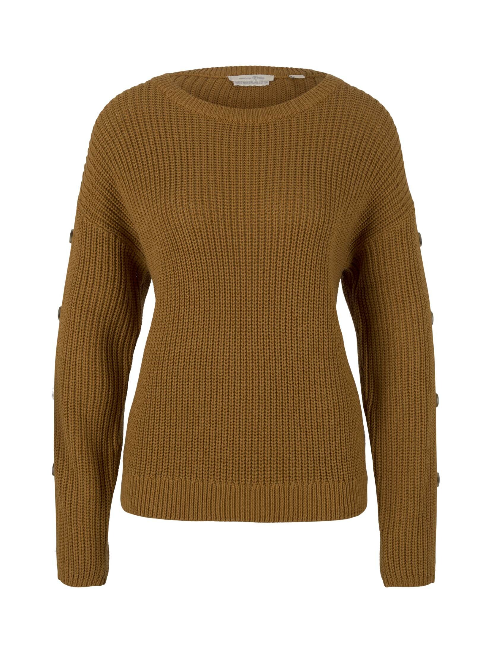 Donna Taglie comode TOM TAILOR DENIM Pullover in Beige Scuro Donna Taglie comode TOM TAILOR DENIM Pullover in Beige Scuro