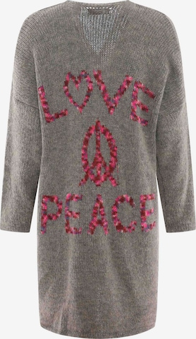 Geacă tricotată 'Love and Peace' de la Zwillingsherz pe verde