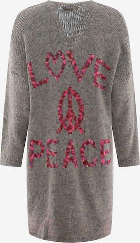 Cardigan 'Love and Peace' Zwillingsherz en vert