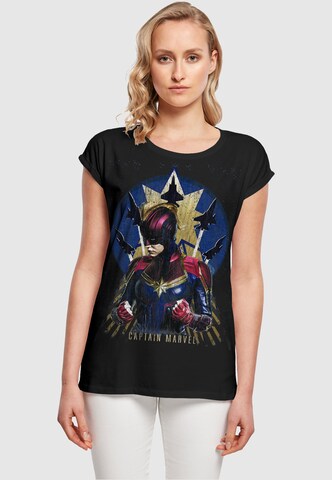 ABSOLUTE CULT Shirt 'Captain Marvel - Jet Burst' in Black: front