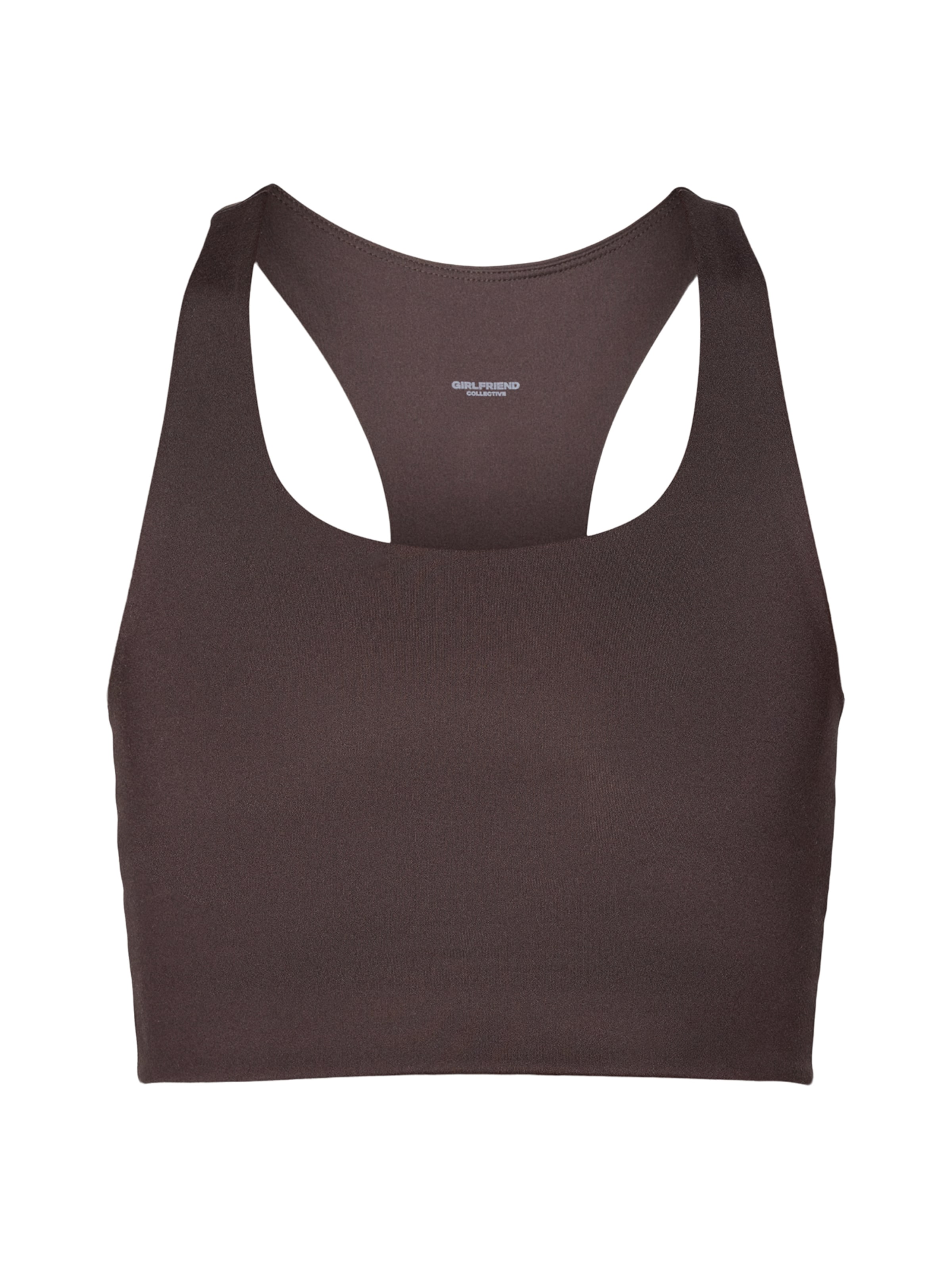 Girlfriend Collective Õlapaelteta topp Spordirinnahoidja 'Paloma', värv pruun: eest vaates