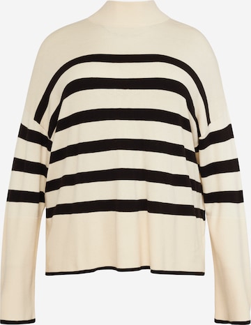 Vero Moda Curve Pullover 'HAPPINESS' in Beige: predná strana