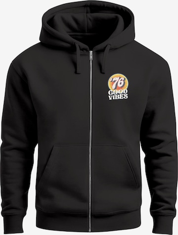 Neverless Sweatjacke 'Good Vibes '76' in Schwarz: Vorderseite