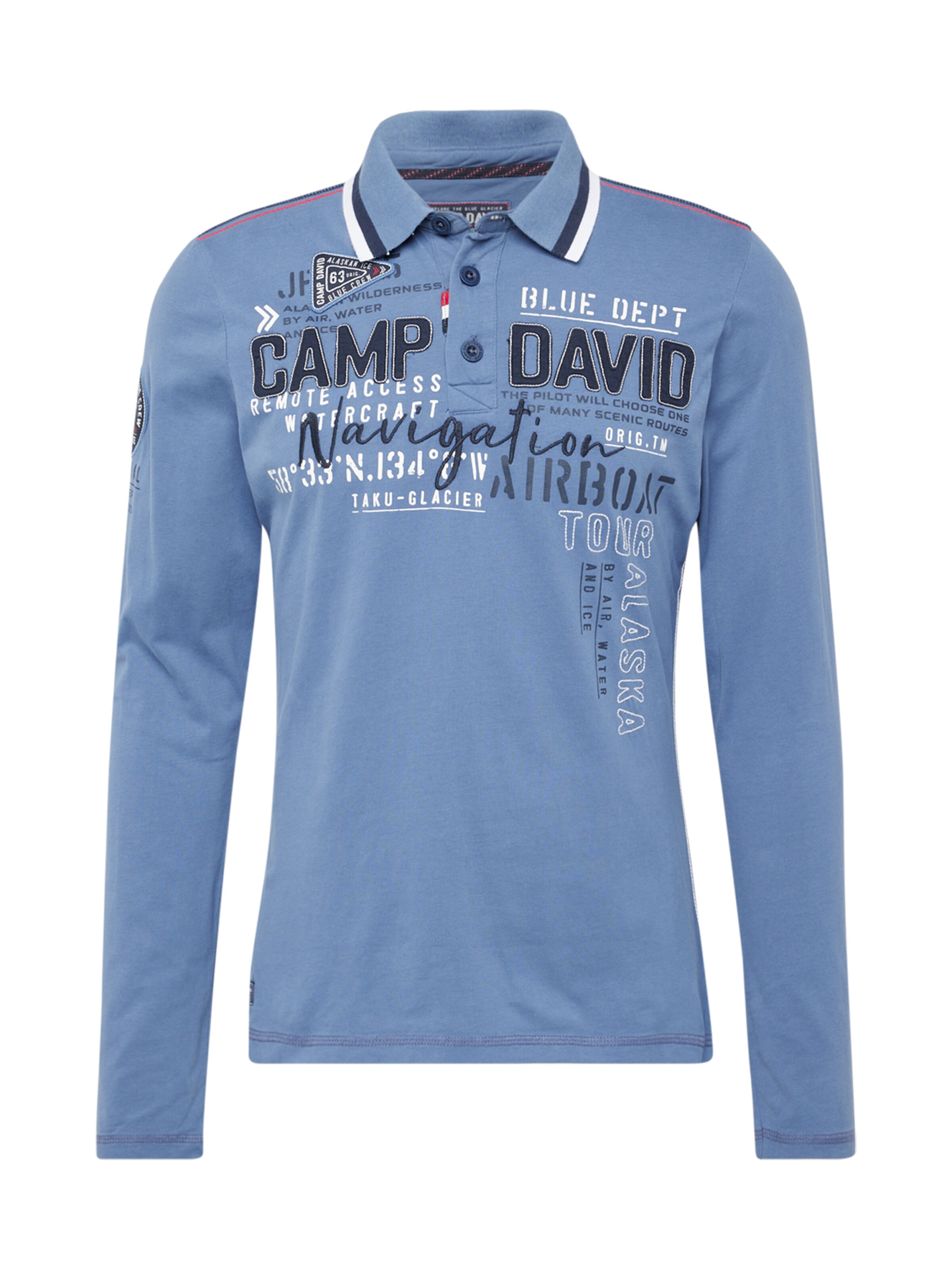 CAMP DAVID Shirt 'Alaska Ice Tour' in de kleur Smoky blue / Rood / Zwart / Wit, Productweergave