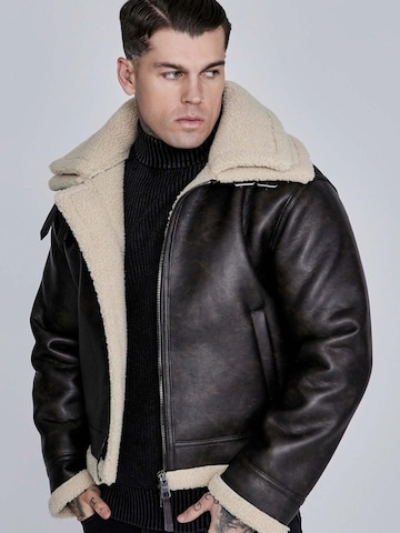 SikSilk Winter Jacket 'Aviator Jacket' in Brown