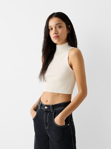 Bershka Gebreide top in Beige: voorkant