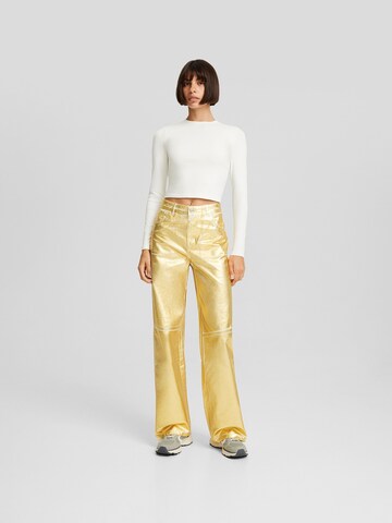 Bershka Wide leg Broek in Goud