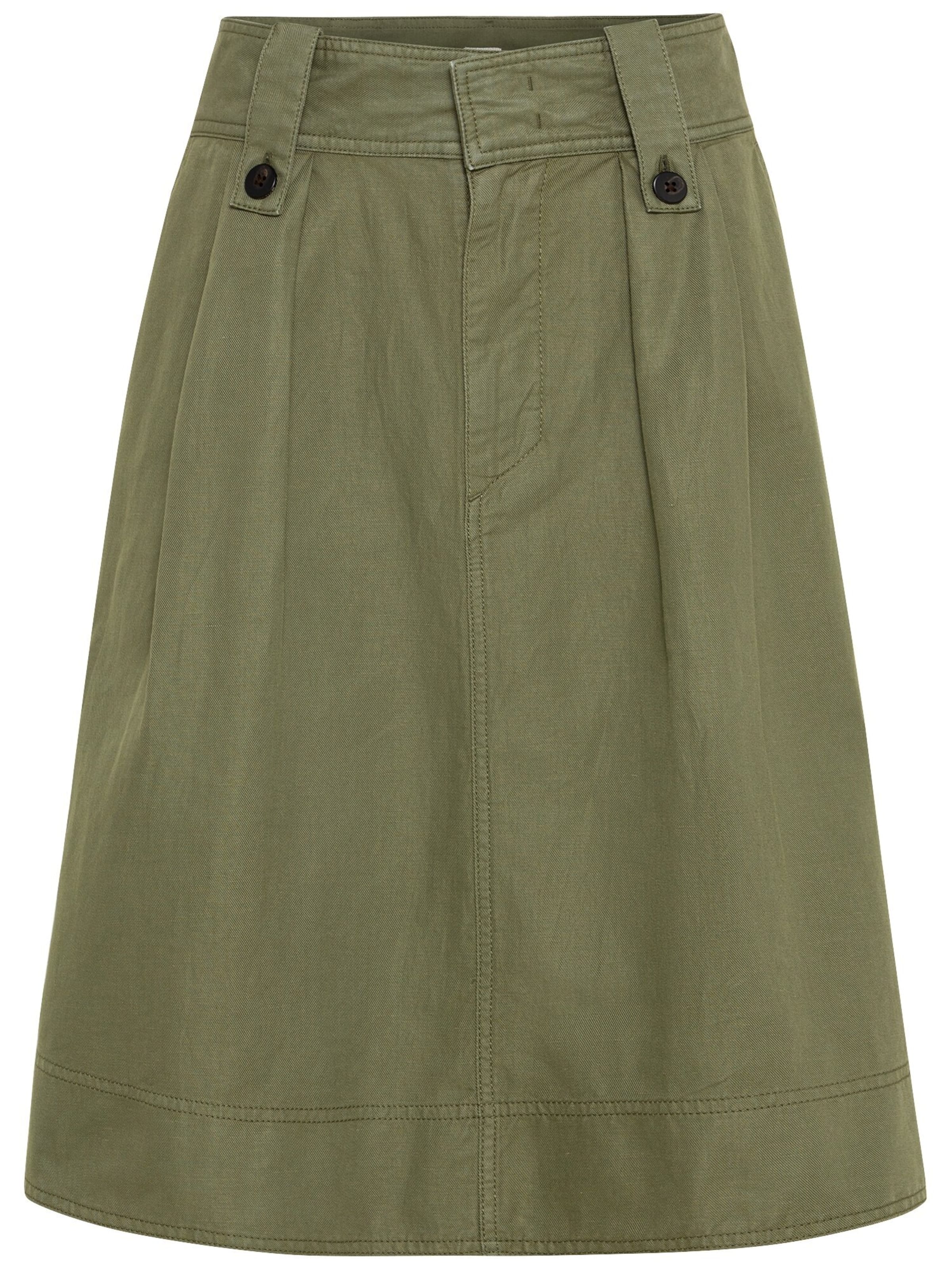 CAMEL ACTIVE Rock aus leichten Baumwoll-Leinen Mix in Grün: Vorderseite