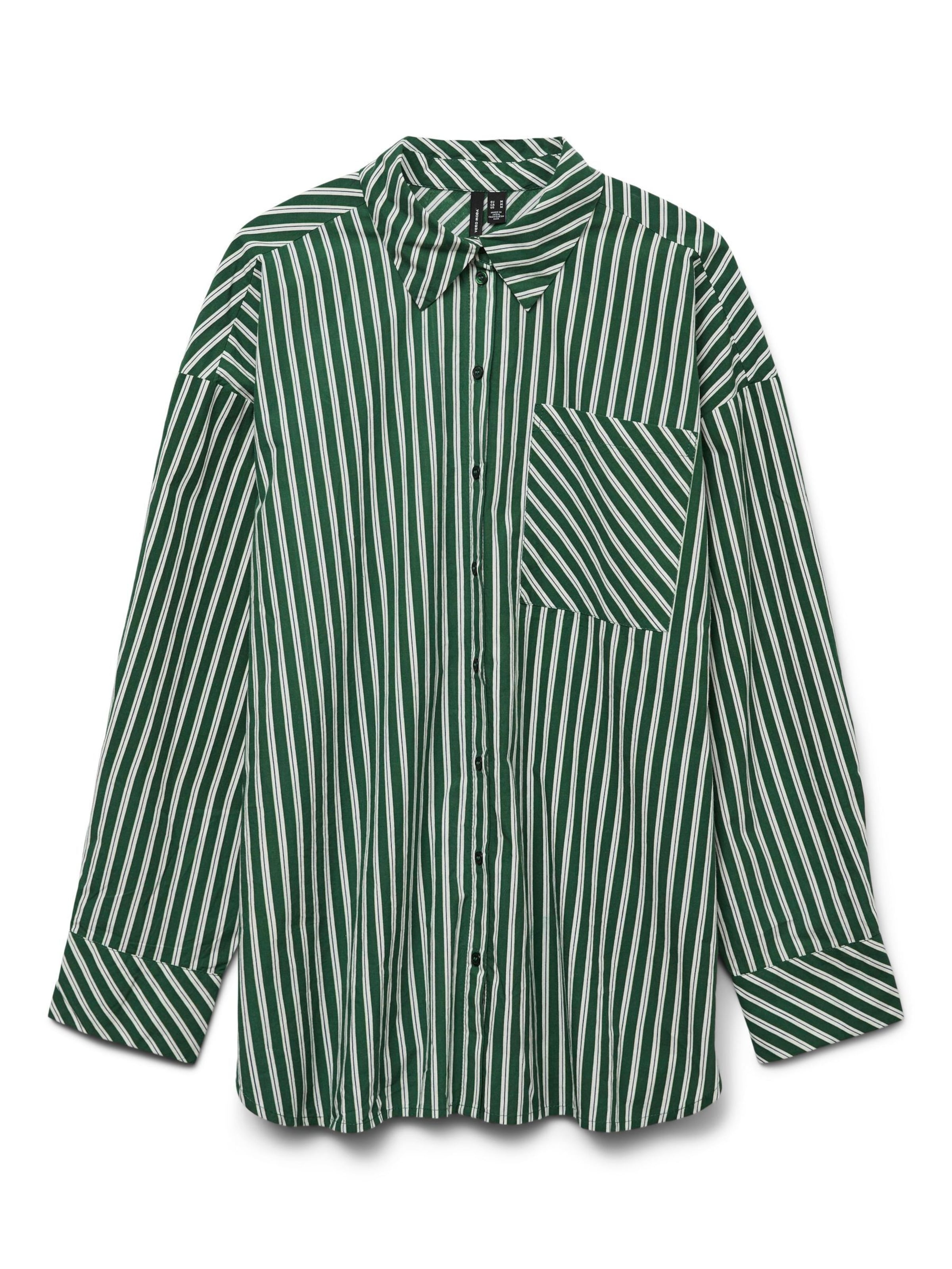 Camicia da donna VERO MODA di colore verde / bianco, Visualizzazione prodotti