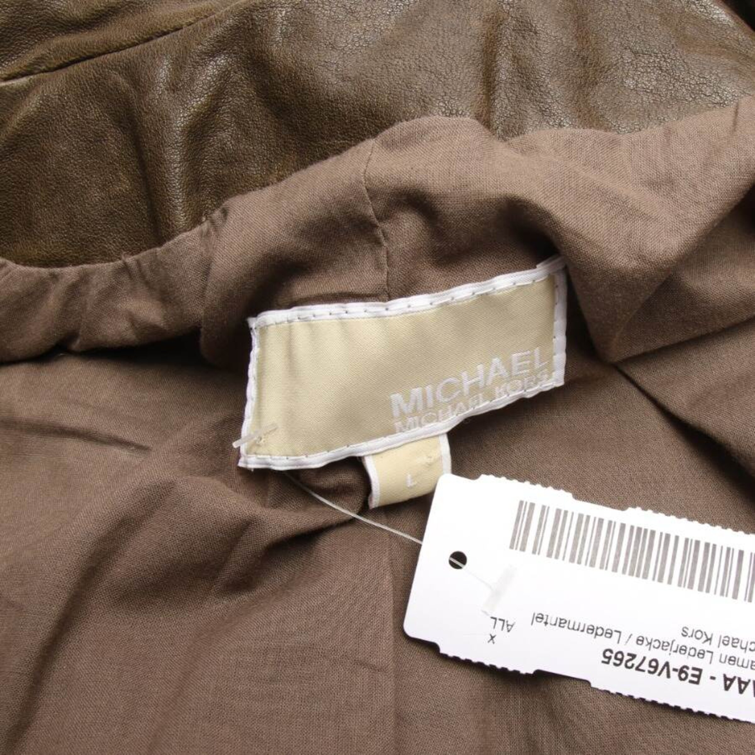 Michael Kors Lederjacke / Ledermantel L in Braun